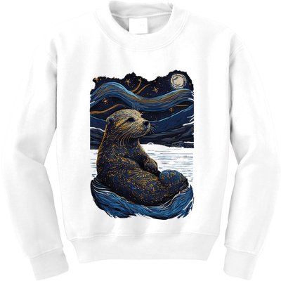 Otter Starry Night Kids Sweatshirt