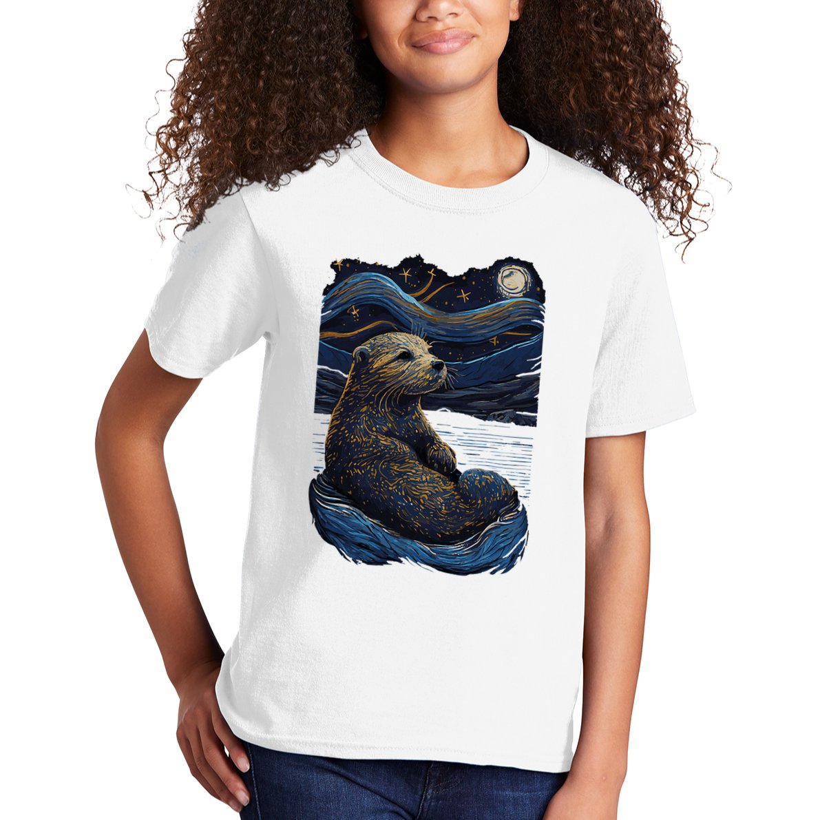 Otter Starry Night Kids T-Shirt