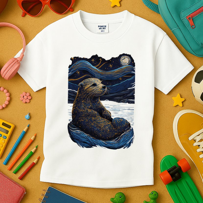 Otter Starry Night Kids T-Shirt