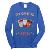 On Santas Needs Coffee List Christmas Funny Coffee Lover Cute Gift Long Sleeve Shirt