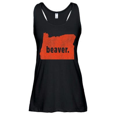 Oregon State Nickname Beaver Distressed Ladies Essential Flowy Tank