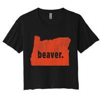 Oregon State Nickname Beaver Distressed Women's Crop Top Tee