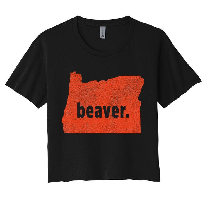 Oregon State Nickname Beaver Distressed Women's Crop Top Tee