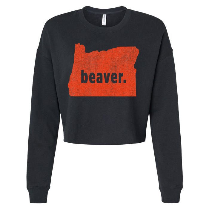 Oregon State Nickname Beaver Distressed Cropped Pullover Crew