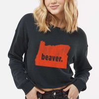 Oregon State Nickname Beaver Distressed Cropped Pullover Crew