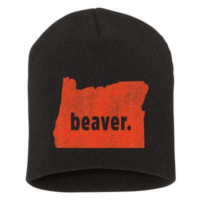 Oregon State Nickname Beaver Distressed Short Acrylic Beanie