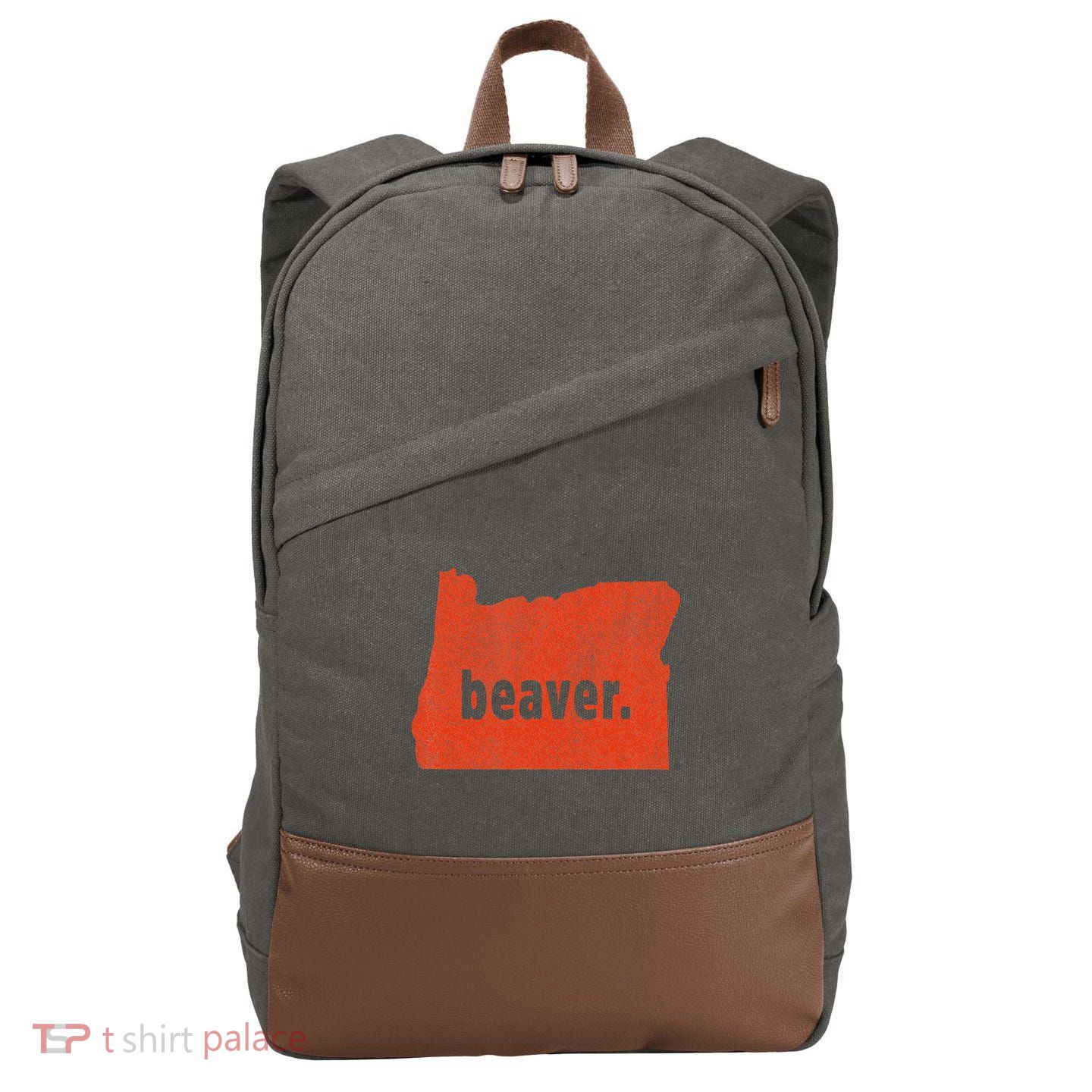 Oregon State Nickname Beaver Distressed Cotton Canvas Backpack