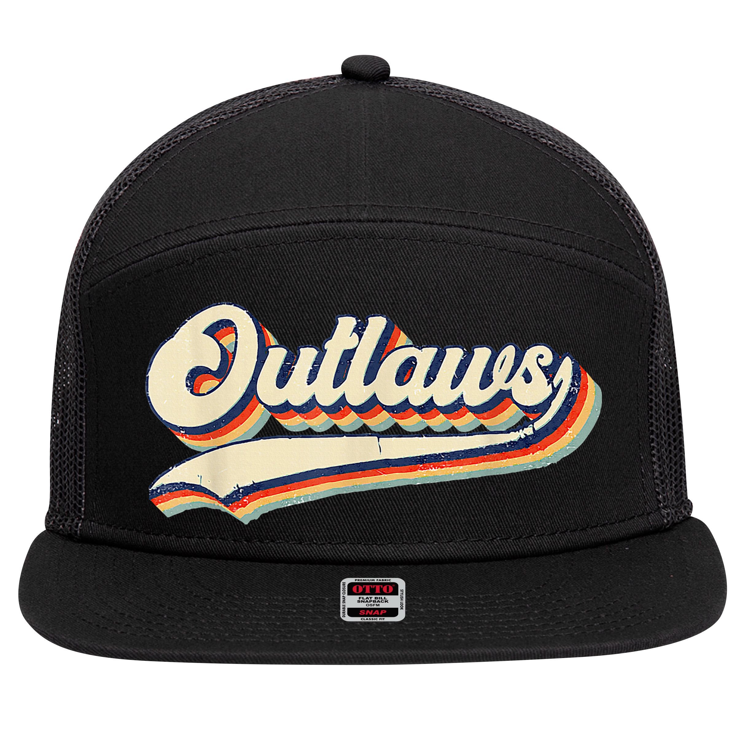 Outlaws Sports Name 7 Panel Mesh Trucker Snapback Hat