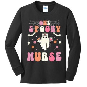 One Spooky Nurse Retro Halloween Ghost Spooky Nurse Kids Long Sleeve Shirt