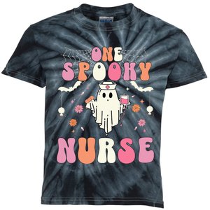 One Spooky Nurse Retro Halloween Ghost Spooky Nurse Kids Tie-Dye T-Shirt