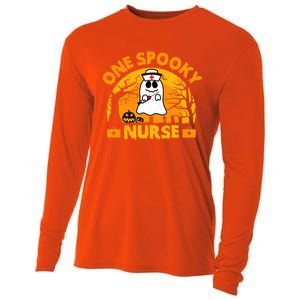 One Spooky Nurse Halloween Ghost Nurse Fall Scrub Rn Great Gift Cooling Performance Long Sleeve Crew