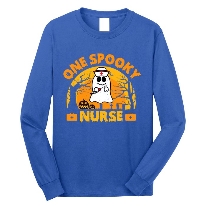 One Spooky Nurse Halloween Ghost Nurse Fall Scrub Rn Great Gift Long Sleeve Shirt