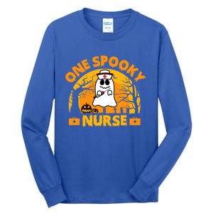 One Spooky Nurse Halloween Ghost Nurse Fall Scrub Rn Great Gift Tall Long Sleeve T-Shirt