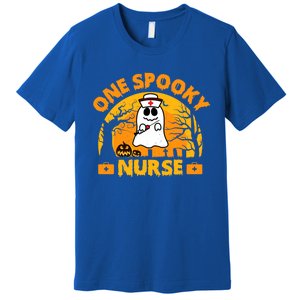 One Spooky Nurse Halloween Ghost Nurse Fall Scrub Rn Great Gift Premium T-Shirt