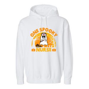 One Spooky Nurse Halloween Ghost Nurse Fall Scrub Rn Great Gift Garment-Dyed Fleece Hoodie