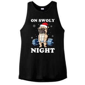 Oh Swoly Night Pug Dog Ugly Christmas Gym Weightlifting Gift Ladies PosiCharge Tri-Blend Wicking Tank