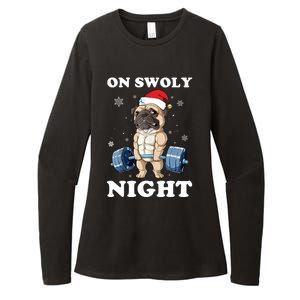 Oh Swoly Night Pug Dog Ugly Christmas Gym Weightlifting Gift Womens CVC Long Sleeve Shirt