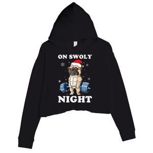 Oh Swoly Night Pug Dog Ugly Christmas Gym Weightlifting Gift Crop Fleece Hoodie