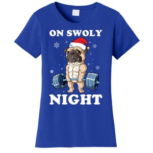 Oh Swoly Night Pug Dog Ugly Christmas Gym Weightlifting Gift Women's T-Shirt