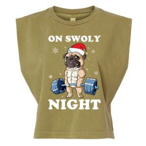 Oh Swoly Night Pug Dog Ugly Christmas Gym Weightlifting Gift Garment-Dyed Women's Muscle Tee