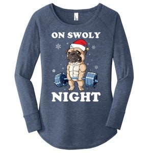 Oh Swoly Night Pug Dog Ugly Christmas Gym Weightlifting Gift Women's Perfect Tri Tunic Long Sleeve Shirt