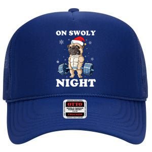 Oh Swoly Night Pug Dog Ugly Christmas Gym Weightlifting Gift High Crown Mesh Back Trucker Hat