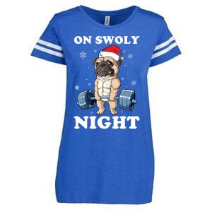 Oh Swoly Night Pug Dog Ugly Christmas Gym Weightlifting Gift Enza Ladies Jersey Football T-Shirt