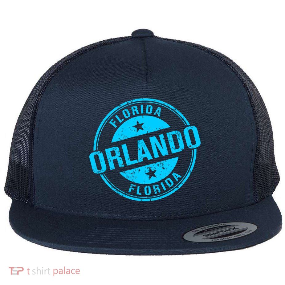 Orlando Stamp Flat Bill Trucker Hat