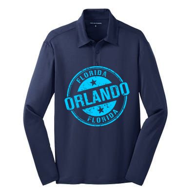 Orlando Stamp Silk Touch Performance Long Sleeve Polo