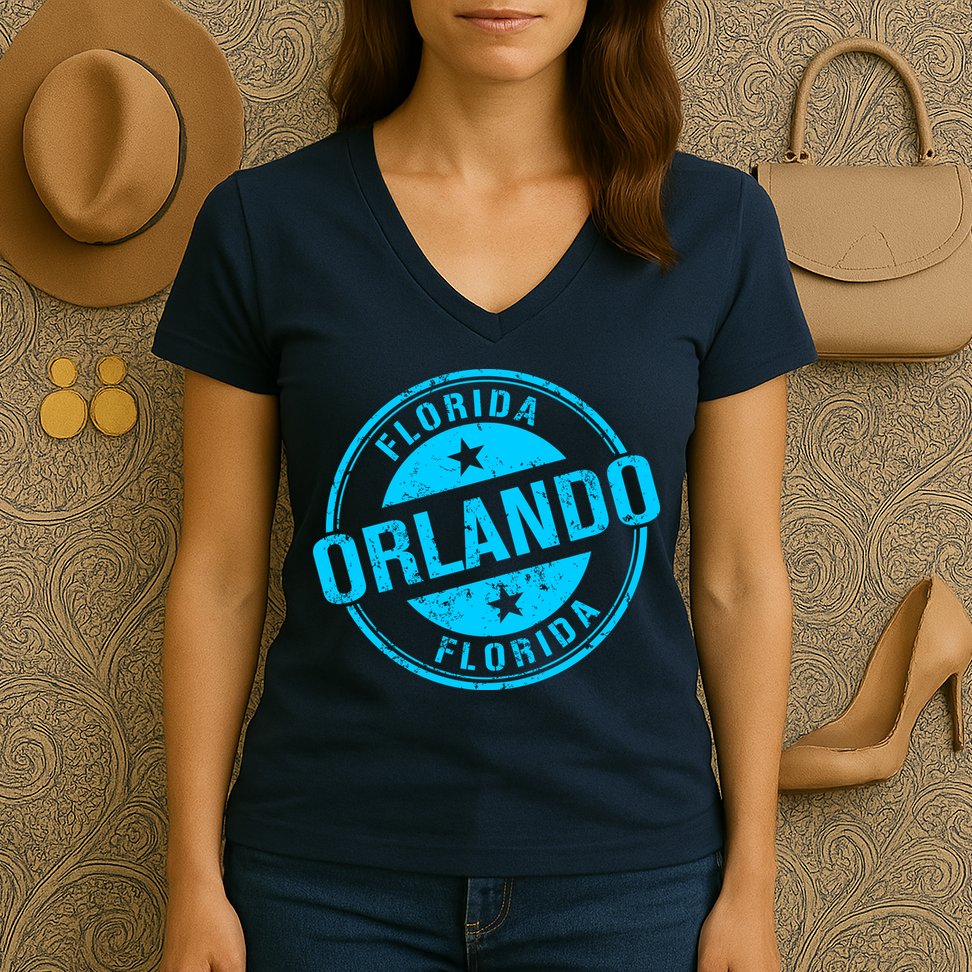 Orlando Stamp Women's V-Neck T-Shirt