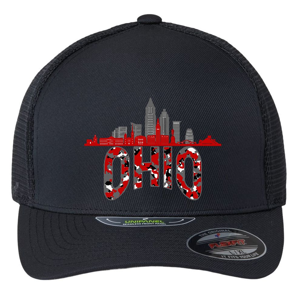 Ohioan State Of Ohio Camo Graphic Designs Flexfit Unipanel Trucker Cap