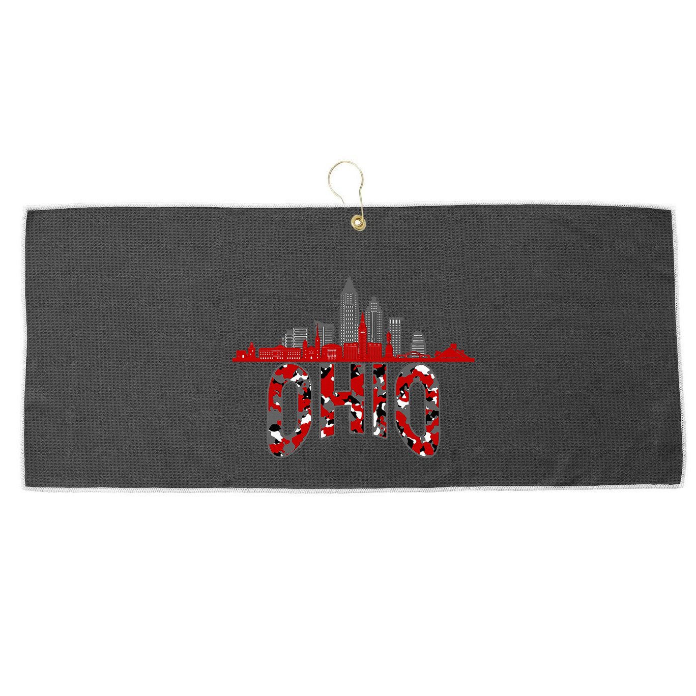 Ohioan State Of Ohio Camo Graphic Designs Large Microfiber Waffle Golf Towel