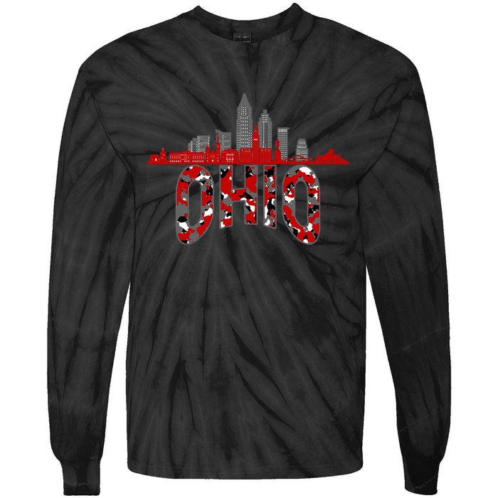 Ohioan State Of Ohio Camo Graphic Designs Tie-Dye Long Sleeve Shirt