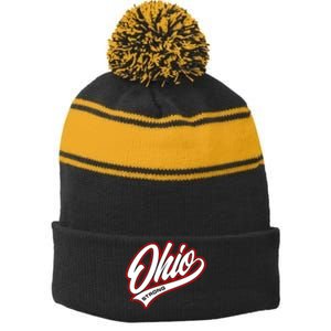 Ohio Strong Stripe Pom Pom Beanie