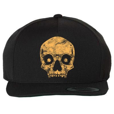 Orange Skull Wool Snapback Cap