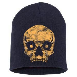 Orange Skull Short Acrylic Beanie