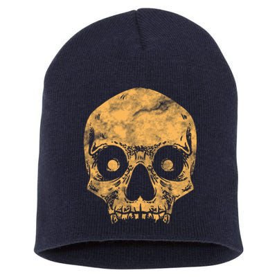 Orange Skull Short Acrylic Beanie