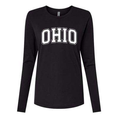 Ohio State OH USA Varsity Style White Font Womens Cotton Relaxed Long Sleeve T-Shirt