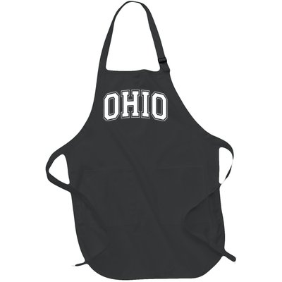 Ohio State OH USA Varsity Style White Font Full-Length Apron With Pockets