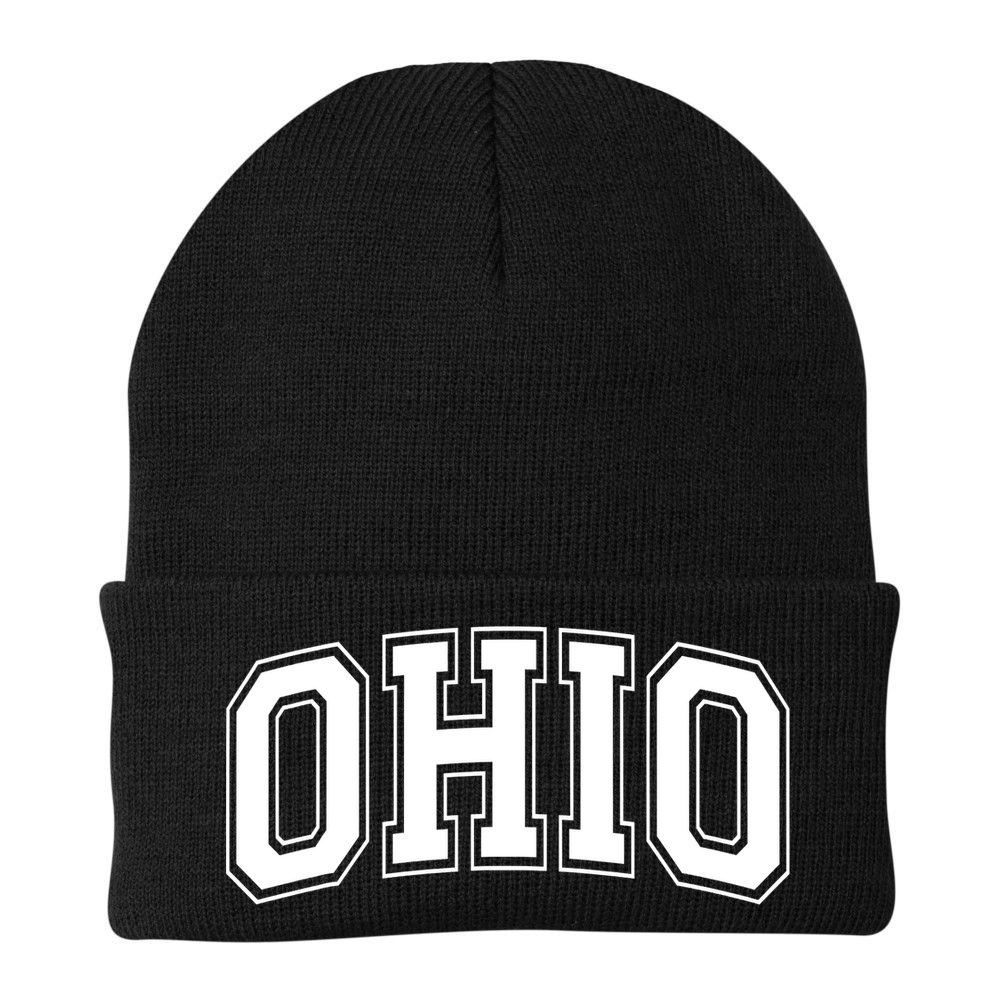 Ohio State OH USA Varsity Style White Font Beanie