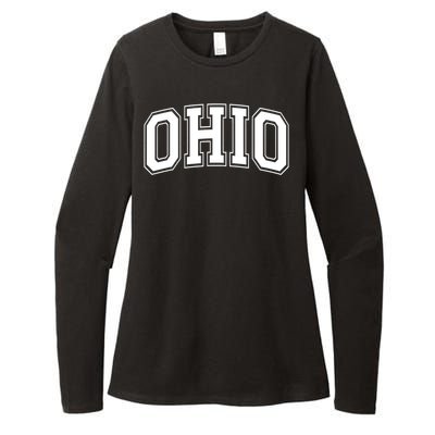 Ohio State OH USA Varsity Style White Font Womens CVC Long Sleeve Shirt