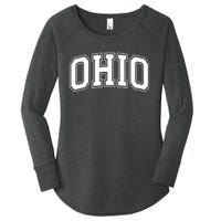 Ohio State OH USA Varsity Style White Font Women's Perfect Tri Tunic Long Sleeve Shirt