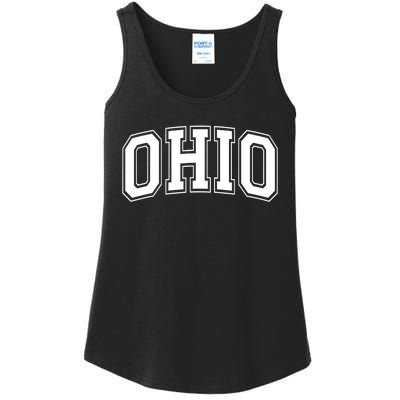 Ohio State OH USA Varsity Style White Font Ladies Essential Tank