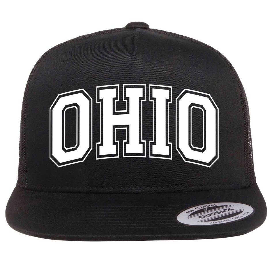 Ohio State OH USA Varsity Style White Font Flat Bill Trucker Hat