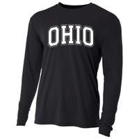 Ohio State OH USA Varsity Style White Font Cooling Performance Long Sleeve Crew