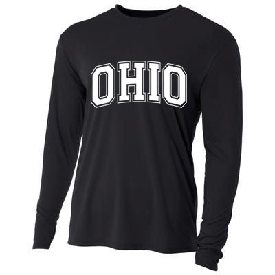 Ohio State OH USA Varsity Style White Font Cooling Performance Long Sleeve Crew