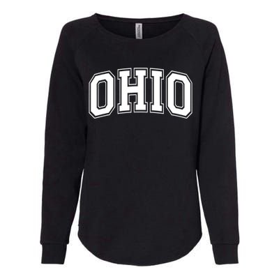 Ohio State OH USA Varsity Style White Font Womens California Wash Sweatshirt