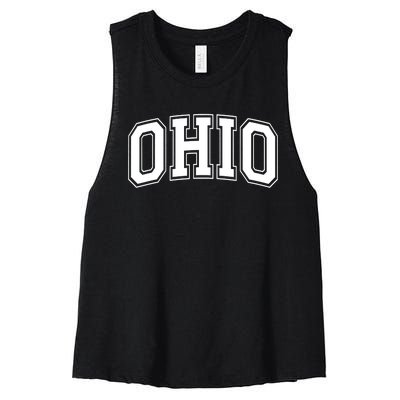 Ohio State OH USA Varsity Style White Font Women's Racerback Cropped Tank