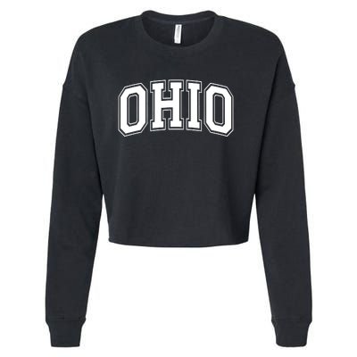 Ohio State OH USA Varsity Style White Font Cropped Pullover Crew