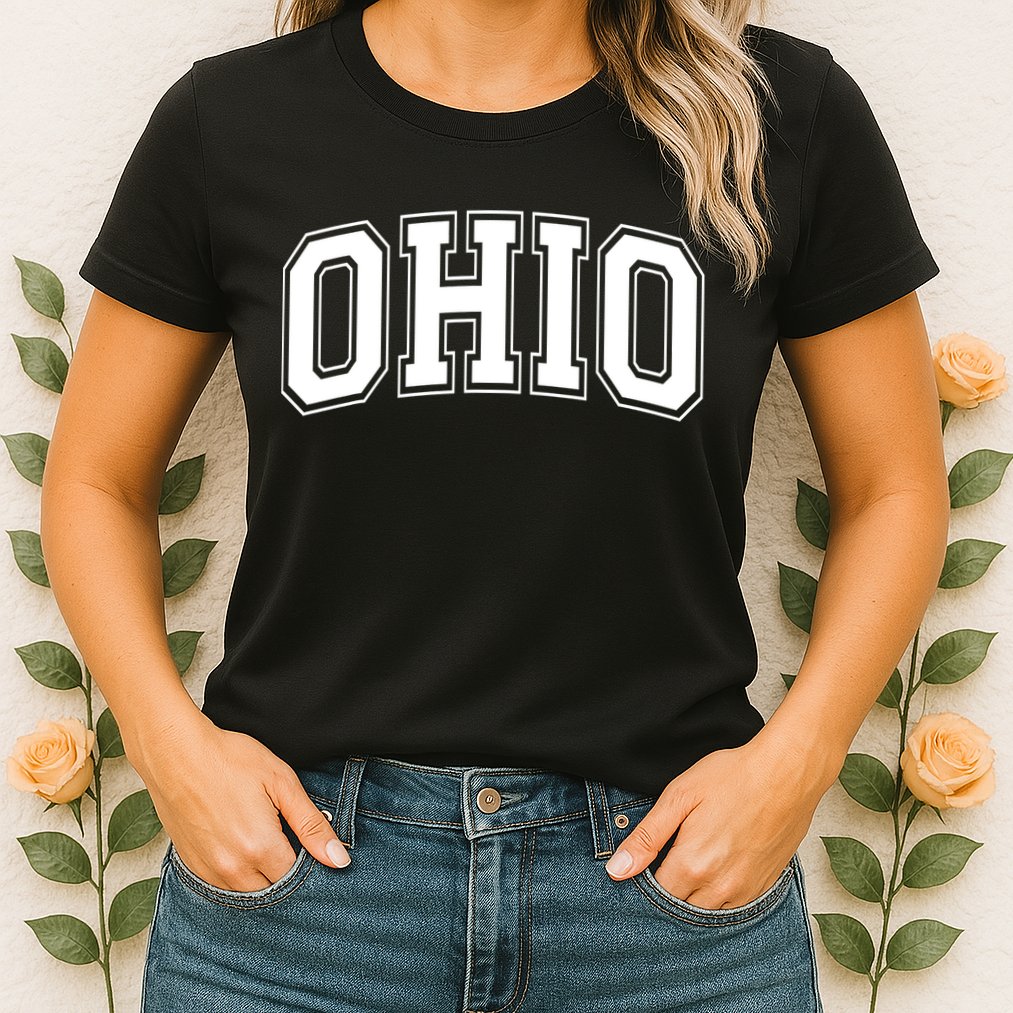 Ohio State OH USA Varsity Style White Font Womens T-Shirt